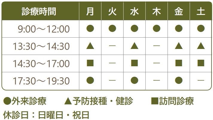 泉佐野あだちクリニック内科・小児科・アレルギー科 診療時間